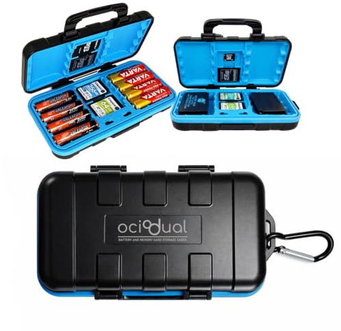 OcioDual Estuche para Tarjeta Micro SD y Baterías, Negro | Compatible con 8 Pilas AA/AAA, Compatible con Holder, CF, XQD y CFexpress Tipo B, Resistente a Golpes