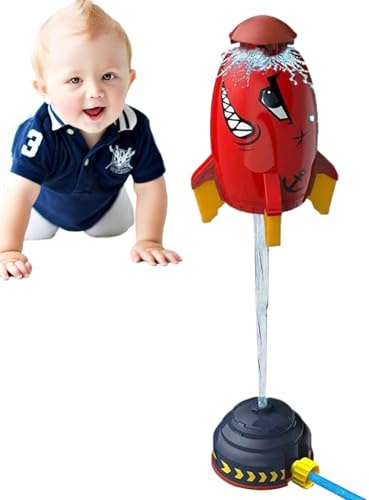 Rocket Sprinkler,Fun Flying Rocket Sprinkler with Hose - Kids Water Toys,for Adventure Activities Games Summer Spring Backyard Yard Patio Park Birthday Party Outdoor