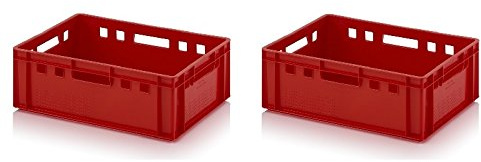 kistenkind 2x Fleischkiste E2 60x40x20 Metzgerkiste Eurofleischkiste rot inkl. Zollstock 2er Set
