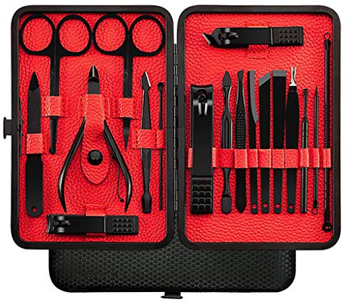 Chonor 18 Pièces Set de Manucure Pédicure Ciseaux à ongles Coupe-ongles en Acier Inoxydable Complet Professionnel Ongles Clippers Pinces Soin des Ongles Cuticule Outil de Voyage Toilettage Kit