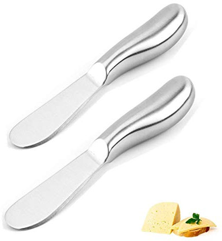 A/N Butter Knife Cheese Spreader Stainless Steel Easy Spread with Ergonomic Handle 14x2cm 2pcs