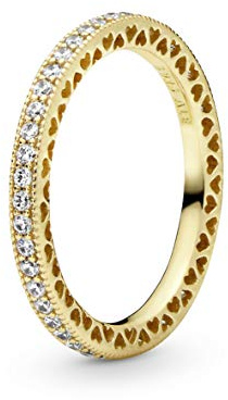 Pandora Signature Ring Pandoras Herzen, 14-karätig vergoldet, mit klarem Cubic Zirkonia