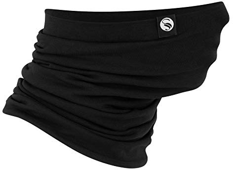 Multifunktionell halsduk – halsvärmare solid bomull bomull dubbla lager, svart, one size