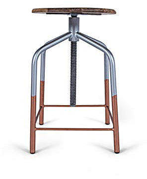 xcllnt Mr. Copper Feet – Handmade Industrie-Design Drehstuhl Hocker aus Metall mit Holzsitz