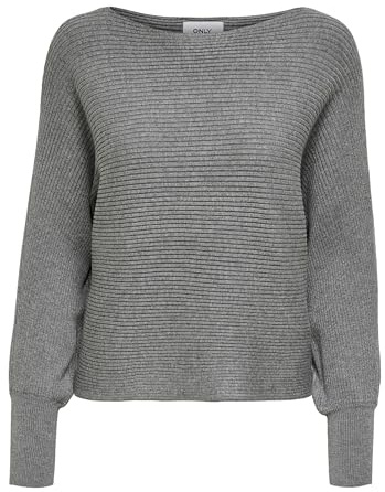 Only Femme Onladaline Life L/S Short Pullo KNT Noos Pull-Over, Mélange De Gris Moyen., M EU