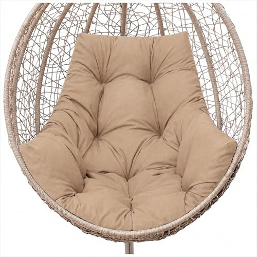 HOBBYGARDEN Hängesessel, Schaukel & Gartensessel Kissen 120x100 cm – Weiches Outdoor Sitzkissen in Beige Ökoleinen | Komfortpolster für Garten & Terrasse