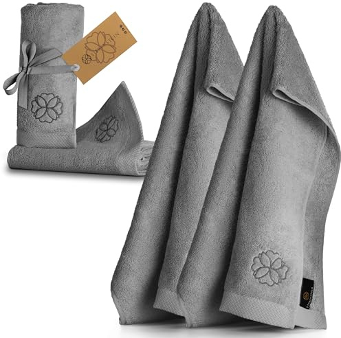 Liebenstein® Premium Handtuch Set - in anthrazit - 2 Duschtücher 70x140 cm und 2 Handtücher 50x100 cm aus feinster Baumwolle mit 550 g/m² - außergewöhnlich weich und saugstark