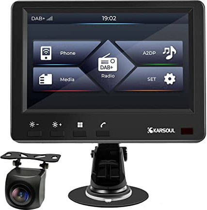 Karsoul DAB+ Car Radio Adapter Upgrade Kit - 5 HD Display with Wireless Remote & Reversing Camera | Bluetooth 5.0/Voice Control | Plug & Play for AUX-IN Cars/Vans/Trucks (DAB Antenna Included)