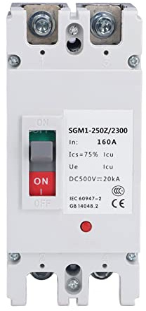 DEWIN DC Leistungsschalter, 2P Leitungsschutzschalter Kompaktleistungsschalter Sicherungsautomat Solarenergieschalter für Gleichstromleitungen 500V 160A