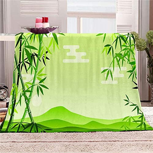 3D Kuscheldecke 130x150 Bambus Warme Decke Grüne Pflanzen Flanell Fleecedecke Erwachsenes Kind Flauschig Weich Wohndecke für Sofadecke Couchdecke Sofaüberwurf Bettüberwurf