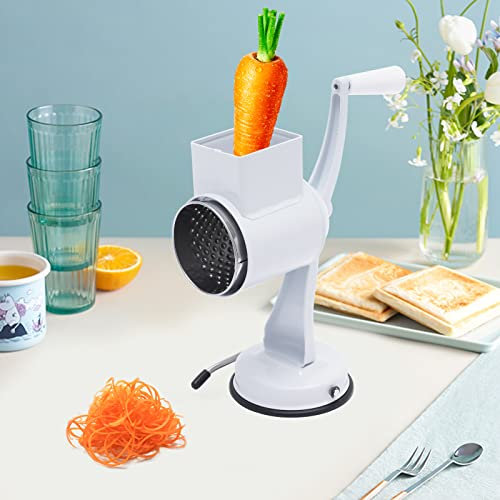 Rallador de tambor de acero inoxidable, cortador manual de verduras, cortador de verduras, tambor, rallador, ensalada de verduras con 5 hojas de acero inoxidable para patatas, verduras, zanahorias