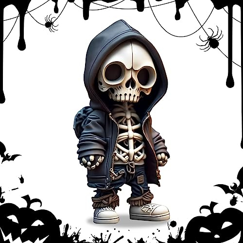 Meanju Figure Scheletriche Piccole, Figure a Scheletro Gotico, Fantastici Personaggi Scheletrici 3D, Mini Statuette in Resina Scheletro Gotico, Decorazione per Halloween