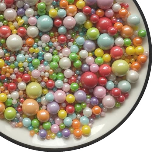 Edible 120g/ 4.2oz Sugar Colorful Pearl Sprinkles Candy Pearls Cake Decoration Cupcake Toppers Cookie Decorations for Wedding Birthday Halloween Thanksgiving Christmas Christening