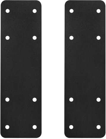Conectores de poste a viga, 2 unidades, placa plana de acero recto de 10 x 3 pulgadas, placa de reparación en forma de I, correa en I con recubrimiento en polvo negro para reparación de casas de