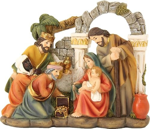FADEDA Personaggi per presepe con stalla/altezza: 14 cm/dipinti a mano/dettagliati presepe – Decorazione per tavolo di Natale accessori presepe