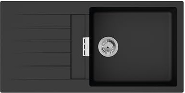 hansgrohe S520-F480 Spülbecken, Einbauspüle mit Abtropffläche, rechteckige Küchenspüle 980x480 mm, Waschbecken Küche für Unterbau ab 60 cm, Graphitschwarz