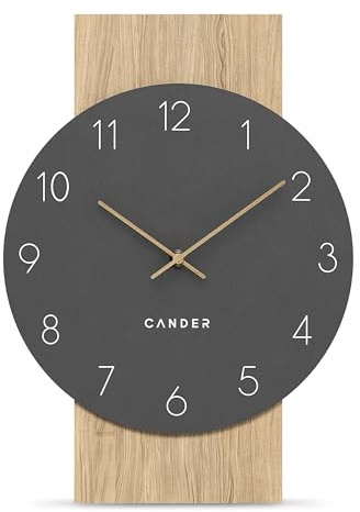 Cander Berlin MNU 2630 B Wanduhr lautlos 41 cm ohne Tickgeräusche Wohnzimmer modern Vintage grau Holzzeiger