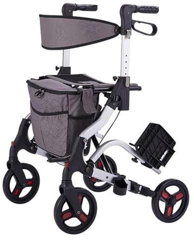 Déambulateur 4 roues,Rollator pliable,Déambulateur Fauteuil Roulant,Déambulateur d'extérieur,Déambulateur réglable en hauteur,pour l'extérieur et les voyages A