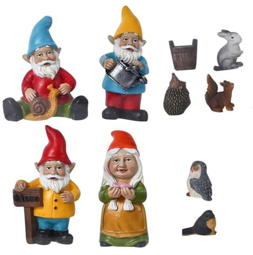 CUCUFA Fairy Garden Gnome Statue Miniature Dwarf Figurine Dollhouse Micro Landscape Decoration Fairy Garden Gnome Statue