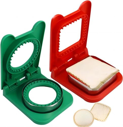 Set di 2 formine per sandwich, per tagliare il pane, Uncrustables, taglierine per sandwich circolari e quadrati, per colazione, panini, pane, toast, gadget da cucina