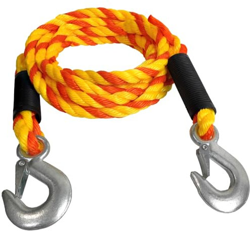 Abschleppgurte mit Haken, robustes, geflochtenes Abschleppseil für LKW und Freizeit, 1,6 cm, 5,5 m, 3084 kg, Bruchfestigkeit, 1027 kg, sichere Arbeitslast