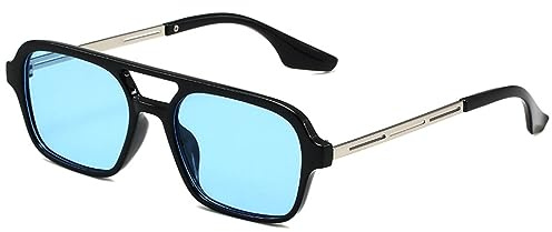 WDZAYXC Trendy Vintage Square Sonnenbrille für Damen und Herren Metall Design,UV Schutz