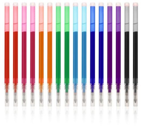 Bewudy 16 Stück Bunt Radierbarer Kugelschreiber Ersatzminen, 0,7mm Kugelschreibe Löschbare Gelstifte, 8 Farben Tintenroller Radierbar Ersatzminen Set für Kinder Studenten Schulanfänger