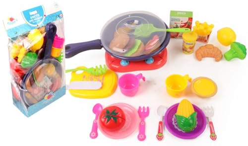 FLYPOP'S - Cocina de Juguete con Utensilios - Juego de imitación - 033623 - Multicolor - Plástico - Cocina - Juguete para niños - Regalo - Sartén - Alimento - A Partir de 3 años