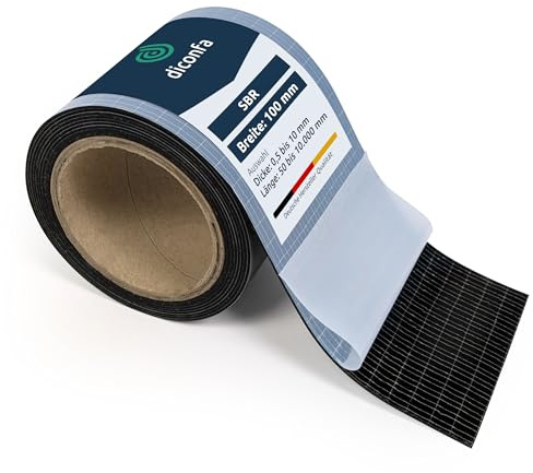 diconfa Gummistreifen einseitig SELBSTKLEBEND 100mm 10cm breit WÄHLBAR - Dicke: 1 bis 10 mm LÄNGE: 0,05 bis 10m - Auswahl 3400mm (340 cm) lang, 1mm dick Gummimatte Meterware Starke Haftung