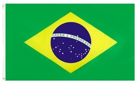 Rockreyoa Drapeau du Brésil 90 x 150 cm avec œillets en laiton Article pour fans de football Drapeau national Brésil 90 x 150 cm