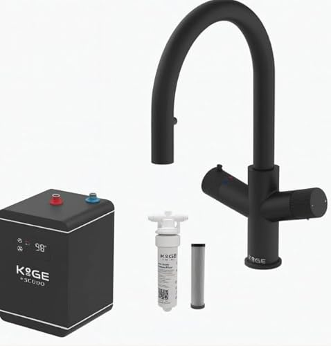 4-In-1 Matte Black Pull Out Spout Boiling Water Kitchen Tap System | Filter Kit