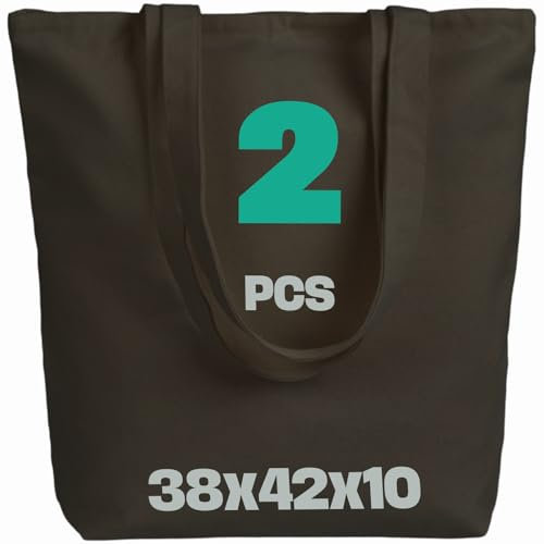 SCANDBAGS – große baumwolltasche – mit breitem Boden - mit langen Henkel – Beutel für Wäschen – Stofftasche zum bemalen – Unbedruckt – jutebeutel - 38x42x10 cm - 2 stück (Schwarz)