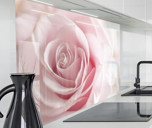 timalo Spritzschutz Wand für Herd, Küche Küchenrückwand Glasoptik | Acryl Glas 2mm | Glasrückwand Acrylglas Wandpaneele Rückwandschutz Platte | 80x60cm Rosa Rose