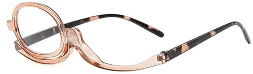 Doukesh Schminkbrille mit klappbaren Glaesern Make UP Brille Drehbare Einzellinsen Schminkbrille +2.50 Braun