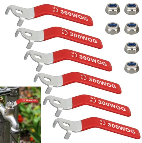 Tongdejing 6 valvole a sfera in acciaio inox, maniglia a leva per valvola a sfera. La dimensione del foro è di circa 8 x 6 mm Rated to 300WOG per rubinetto da esterno (dimensioni: 6 pezzi)