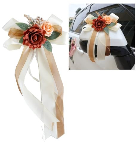 4 lazos para coche, flores de seda, decoración de boda, decoración de coche, con ventosas, para coche de boda, fiesta, Sekt675250031