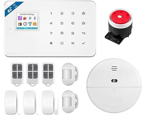 Système de sécurité domestique, Système d'alarme domestique intelligent 4G, GSM, détecteur de mouvement, détecteur de cambriolage for des actifs précieux(KIT 2)