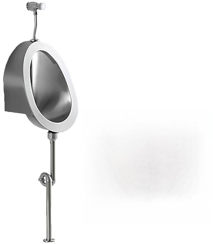 Orinal de pared de acero inoxidable para hombre con válvula de descarga manual, diseño antiolor para baños domésticos y comerciales, urinario de instalación en el suelo para un drenaje eficiente