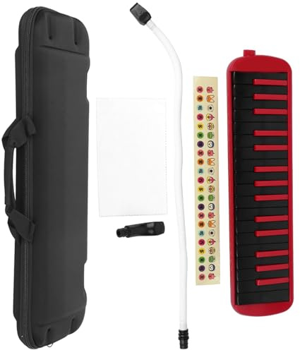 Alomejor Melodica 32 Key Wind Musical Instrument für Anfänger Übungsbeutel F32s Geeignet für Melodica -Liebhaber Blaue/rote Farbe (Rot)