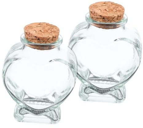 Yardenfun Envases de Vidrio DIY 50 Ml Corcho en Forma de Corazón, 2 Frascos para Mensajes y Recuerdos Obsequios