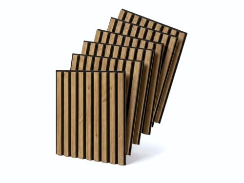MEBANO. 6er-Set Akustikpaneele Holz 40x40 cm Eiche Natur Grandson 3D Wandpaneele aus Holzfunier und Filz Wandverkleidung Innen Paneele Wand
