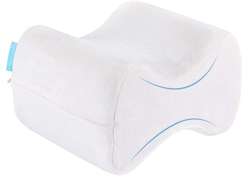 bonmedico Ergonomic Knee Pillow for Side Sleepers – Memory Foam Leg Pillow for Sleeping, Knee Cushion for Hip Pain Relief, Comfortable Knee Support for Sciatica & Knee Pain, White