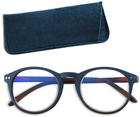 ABETOS Retro Rund Blaulichtfilter Lesebrille Damen Herren Federscharnier Leicht Flexibel Computer Lesehilfe Sehhilfe Brille 0,0 1,0 1,5 2,0 2,5 3,0