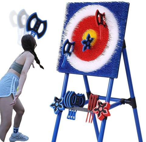 Jeu De Lancer De Cible, Jeu De Jardin 2 en 1 Combinant Lancer Et Fléchettes De Pelouse, avec 8 Haches De Lancer Et 8 Cibles en Poils De Hérisson, pour Adultes, Jeunes Et Enfants, Jeux De Carnaval