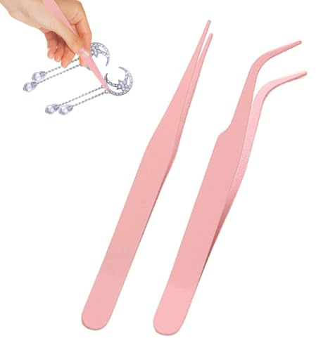Pince Autocollant Scrapbooking - Pince À Coude Pour Autocollants, Pincettes À Épiler Pour Extensions De Cils, Acier Inoxydable Pincettes De Précision Antistatiques, Pour Travaux Manuels
