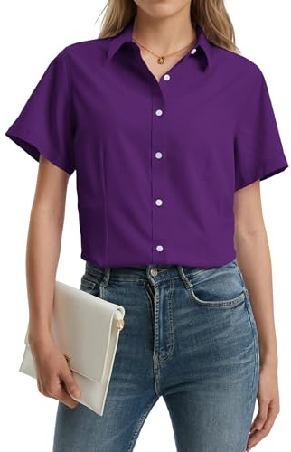 Stamain Camicia Maniche Corte Donna Estiva Eleganti Camicette Donna Manica Corta Classica Ufficio Blusa con Botton