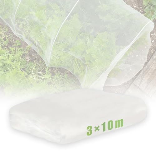 Feegela fågelskyddsnät 3 x 10 m, grönsaksskyddsnät finmaskigt 0,8 x 1 mm | Växtskyddsnät, insektsskyddsnät av hållbart PE för upphöjda sängar, fruktträd och trädgård