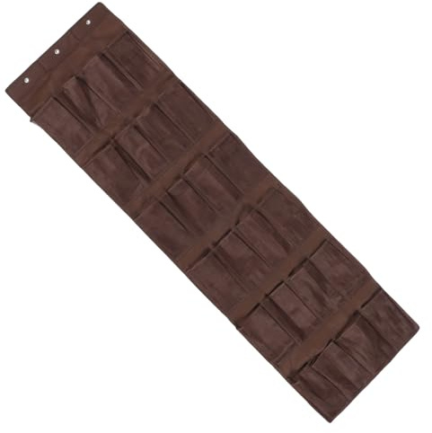 PACKOVE Borsa Appendibile per Scarpe 24 Griglie Non Tessuto e Rete Resistente, Organizer Appeso per Scarpe, per Cucina e Ufficio, Colore Caffè, Dimensioni 48x168cm