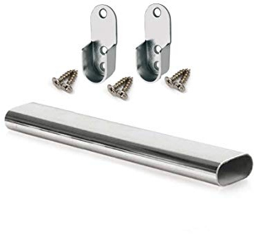 GTV Oval Rail Tube Wardrobe Chrome 900mm + End Support & Screws