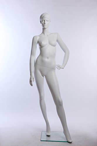Abstrakt Hautfarbe in weiß matt stehend, EH-13-6 weibliche Schaufensterpuppe neu modellierte Frisur Gesicht schick modern (stehend, EH-13-6)
